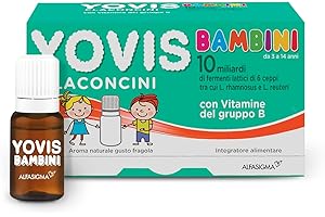 YOVIS Bambini Flaconciini, Probiotici per il Benessere Intestinale con Vitamine del Gruppo B, 10 Miliardi di Fermenti Lattici Vivi, indicato per Bambini dai 3 ai 14 anni, 10 Flaconcini, Gusto Fragola