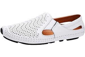 ANUFER Uomo Traspirante Buco dell'Aria Piatto Mocassino Estate Senza Allacciatura Scarpe da Guida