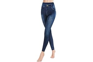 GOVIA Libella Leggings Look Denim pour Femme Leggings Taille Haute avec Ceinture Leggins façonnant la Mode Stretchy Shaping Treggings Streetwear Pantalon 4162 VA