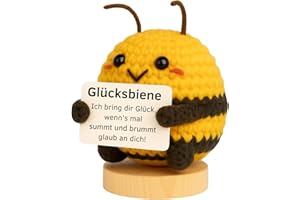 Glücksmoment - DAS ORIGINAL Pocket Hug Glücksbiene, Kreative Strickwolle Biene Puppe, Kleine Umarmung Glücksbringer, MutmacherGeschenk, Gute Besserung Geschenk, Schutzengel, Prüfung