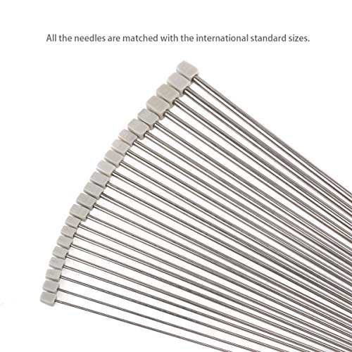 PIXNOR 11 Paare Stricknadeln Rostfreier Stahl Stricknadel Stricknadeln Metall mit unterschiedlicher Größe von 2,0 mm /2.5mm /3.0mm /3.5mm /4.0mm /4.5mm /5.0mm /5.5mm /6.0mm /7.0mm /8.0mm - 4