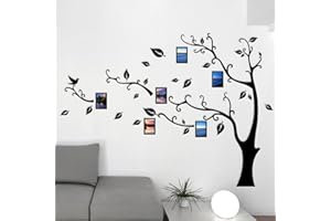 GUANGMU Arbre Sticker Muraux 3D Autocollants DIY Cadre de Photo Stickers Mural Arts Décorations pour Chambre, Salon, Chambr (S: 100 * 138CM, Noir Gauche)