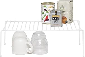 simplywire - Organizer per credenza da cucina - Ripiano portaoggetti - Acciaio rivestito in plastica bianca