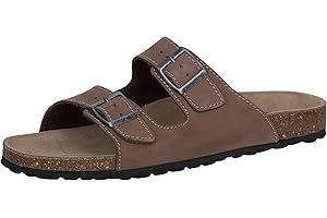 Generisch Nubuk Leder Sandalen Herren Echtleder Pantoletten Hausschuhe mit Korksohle Made in Spain
