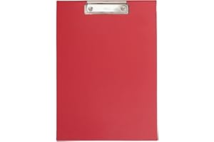 MAUL porte bloc A4 | Porte bloc en carton avec pince moderne et revêtement en film | Format DIN A4 | Avec fixation pour accrocher au mur | Pour le bureau, la cuisine et l'atelier | Rouge