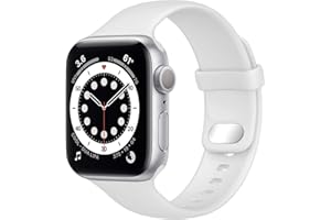 Lobnhot Kompatibel für Apple Watch Armband 45mm 42mm 44mm,Weiches Sport Silikon Ersatzarmband Kompatibel mit iWatch Series 7 SE 6 5 4 3 2 1 für Damen Herren (42/44/45MM-Weiß)