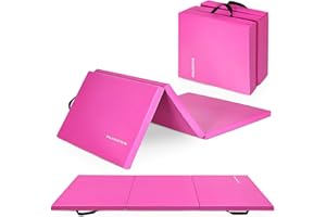 BalanceFrom Thick Tri-Fold Folding Exercise Mat with Carrying Handles for MMA, Gymnastics and Home Gym Protective Flooring 180cm x 60cm / 6ft x 2ft 2 Inch Thick - Multiple Colors