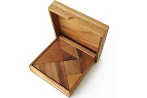 LEDELIRANT TANGRAM Gioco rompicapo da 6 anni, difficoltà 2/6 con più di 170 personaggi da completare. Realizzato a mano in legno massiccio di acacia, eco-responsabile, a norma CE. Scatola richiudibile.