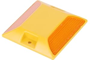 MOUMOUTEN Riflettori stradali, 6 riflettori stradali in plastica gialla Doppi, segnaletica per pavimentazioni stradali, Ideali per dossi, marciapiedi, autostrade e Passi carrai, Grado Industriale
