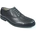 Safety Shoes : Leather Formal Brogue Shoes with Steel Toe, Memory Foam Footpad & Anti Skid, Heavy Duty Rubber Sole.