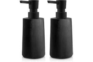 ‎MAMIDDLE Mamiddle Moderne Seifenspender für Bad & Küche aus Glas, 250ml/8.5oz Seifenspender Bad für Badezimmer, Arbeitsplatte, Küche, Soap Dispenser mit Pumpspender (Schwarz 2 Stück)