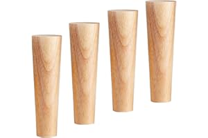 Qrity Gambe per Mobili Legno, Set di 4 Piedini in Legno di Quercia Affidabile per Divani, Comodini, Armadi, Piastra di Montaggio e Viti, 20CM