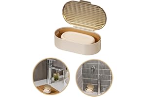 Sbomi Portasapone doppio strato con coperchio, Scatola per sapone, Porta Saponetta Bagno, contenitore portasapone, porta sapone solido perfetto per casa, bagno, viaggi, campeggio (Ambra)