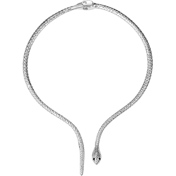 Collana Serpente Gotica Con Cristalli - EVER FAITH Bianco/Argento Per Halloween E Hip Hop - Foto 4