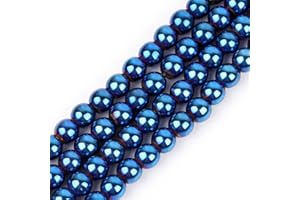 GEM-INSIDE CREATE YOUR OWN FASHION GEM-Inside Natural 6mm Blue Metallic Coated Magnetic Hematite Round Gemstone Semi Precious Loose Beads for Jewellery Making 15''