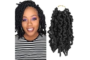 BLISSOURCE 3packs Spring Twist Cheveux Pré-torsadés Spring Twist Crochet Extensions de Cheveux Synthétiques Cheveux Crochet Tresses Ombre Twist Fibre De Cheveux Fluffy Bouclés Twist Tressage (10 pouces, 1B)