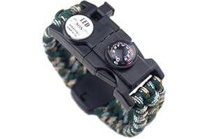 MANSWILL 21 in 1 Survival Bracelet, 7 Core Paracord Emergency Sports Wristband Gear Kit Waterproof Compass, SOS LED Light, Thermometer, Rescue Whistle, Fire Starter Multi-Tool Wilderness Adventure Accessories