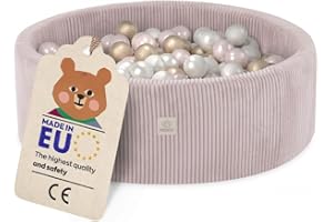 MISIOO Bällebad mit Schaumstoff-Füllung - 90x30cm - 200 Bälle - Hochwertige Bällebad Bälle für Kinder - Weiches und Sicheres Spielzeug - Waschbar