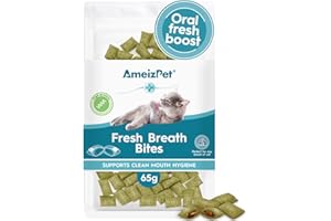 AmeizPet Fresh Breath Cat Dry Food, Cat Breath Freshener Treats, Treats for Indoor Cats - Crunchy Cat Biscuits 65 g (2.3 oz)
