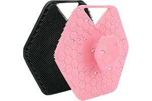 Bekecidi 2 Pezzi Spazzola per Corpo in Silicone, Scrubber Doccia Portatile per il Corpo Scrub Corpo al Silicone con Impugnatura Facile per Tutti i Tipi di Pelle Pulizia Profonda (Blu+Grigio)