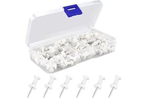 HXMJIED 100 Pcs White Steel Push Pins with Plastic Heads for Cork Board, Bulletin, Maps, Posters and Notes