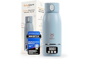 BEBELUX® Elektryczny podgrzewacz do butelek dla niemowląt – elektryczny podgrzewacz mleka dla niemowląt w podróży, szybkie ładowanie 36 W, USB-C 36 W, nie zawiera BPA, doskonała regulacja temperatury