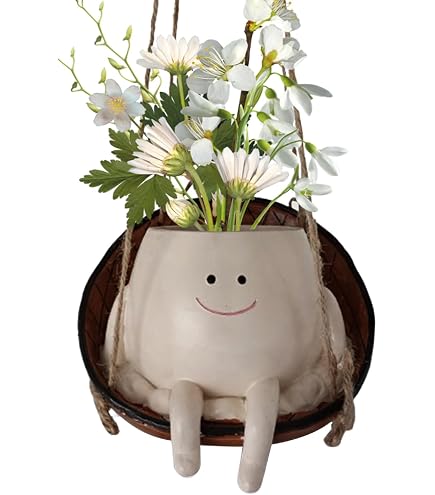 AUNGKWANG Pots De Fleurs à Suspendre Visage Souriant - Jardinière Suspendue Intérieur Extérieur Décoration Jardin