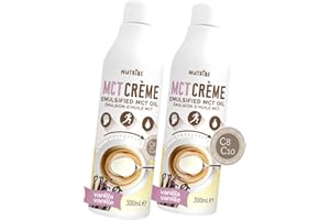 Nutribe MCT Crème C8 C10, émulsion MCT de noix de coco Vanille 2x300ml - Plus fort en cétones que l'huile MCT