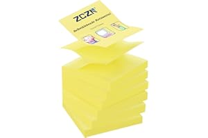 ‎ZCZN ZCZN Z-Notes, 6 Blöcke Selbstklebende Notizen, Klebezettel Von 76 x 76 mm, 80 Blatt pro Block - Selbstklebende Notizen Von 480 Blatt - Gelb