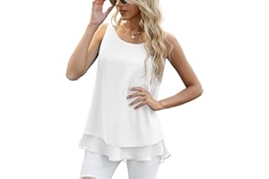 Yommay Chiffon Tank Tops für Damen Sommer Elegante ärmellose Business Cami Casual Blusen Tuniken Flowy