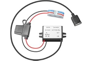 YBBOTT 12V/24V/36V/48V/60V/72V/84V a 5V 3A USB-AF DC-DC Step Down Convertidor Regulador con Cable USB AF 34 CM para CNC Equipo Interruptor Panel Fotovoltaico etc.