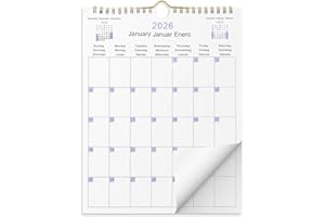 Ouligay Kalendarz naścienny 2026 Duży 28x22cm Kalendarz 2026 Kalendarz miesięczny Od stycznia do grudnia, Kalendarz naścienny do domu i biura, Planer rodzinny Kalendarz miesięczny Idealny dla par i