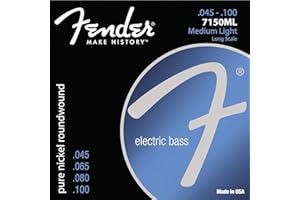 Fender Original 7150 Bass Strings, Pure Nickel, Roundwound, Long Scale, 7150ML .045-.100 Gauges, (4)