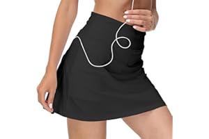 GUKOO Tennisrock Damen mit Kopfhörerbuchse Rock mit Hose Drunter Atmungslöcher in Shorts Sportrock High Waist für Tennis Golf