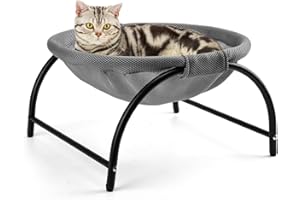 LIFLIX Hamac pour Chat Debout avec Filet Amovible et Lavable, lit surélevé pour l'intérieur et l'extérieur (Gris)