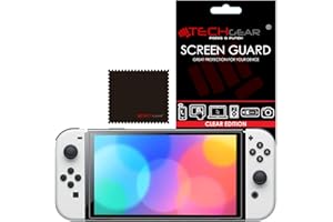 TECHGEAR Switch OLED Protection d'Écran, Film de Protection Ultra Clair avec Chiffon de Nettoyage et Carte d'Application - Protection Compatible avec Nintendo Switch OLED