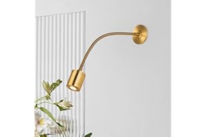 LOGT Lampka Nocna Do Czytania 3W LED, 360° Elastyczna Lampa Na Gęsiej Szyi, Nowoczesna Metalowa Lampka Ścienna, 3000K Ciepła Biel, 210 LM, Do Sypialni Salonu Biura, Gold