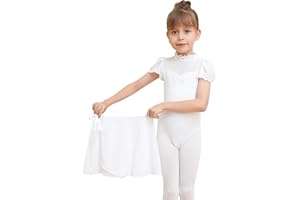 Dmwhsy Robe de Ballet pour Fille, Justaucorps à Manches Courtes avec Jupe Amovible, Costume de Danse pour Enfants, Tenue de Ballet