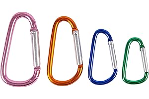 Blackspur 4pc Multicolour Aluminium Spring Snaps Set - 4 Sizes - Small Metal Carabiner Key Keyring Chain Hook Bag Clip Fastener