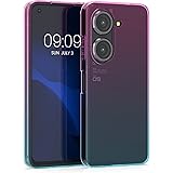 kwmobile Coque Compatible avec ASUS Zenfone 10 / Zenfone 9 - Étui de Protection Souple en Silicone - Tons Pastel Fuchsia-Bleu