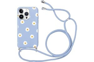 Yoedge Handykette Handyhülle für iPhone 13 Pro Hülle mit Band 6,1", Blumen Muster Design Aesthetic Schutzhülle mit Kordel zum Umhängen Stoßfest TPU Silikon Case Handytasche Kette Cover, Gänseblümchen