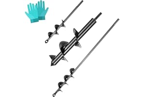 CJHZQYY Elektro Gartenbohrer Erdbohrer mit Handschuhe+4 * 22CM+4 * 45CM+8 * 33CM, Akkuschrauber Pflanzbohrer, Garten Schnecken Bohrer, Spiralbohrer, Erdlochbohrer, Blume Pflanzgefäße
