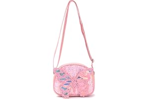 FOSDICK Sac a Main Enfant Papillon Sac Petite Fille Paillettes Sacs Bandoulière Adorable Sacoche Bandoulière Porte Monnaie Enfant Shoulder Bag pour Filles, Femmes, Enfants, 16.5x4x14.5cm (Rose)