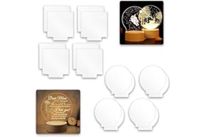 NIZIRIOO Plaques acryliques transparentes en plexiglas : 16 plaques de plexiglas en verre acrylique de 2 mm, plaques acryliques transparentes, carrées rondes pour base lumineuse LED, projets d'affichage DIY