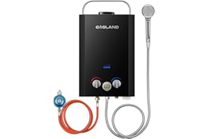 GASLAND BE158B Chauffe-eau à Gaz 6L 30/37mbar, Système de Douche Chaude Sans Réservoir Avec Poignée Portable, Chauffe-eau GPL Instantané pour la Douche de Camping-car Road Trip Hot Tap Lpg Shower