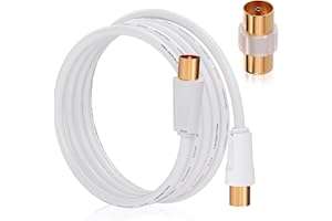 RELIAGINT TV Aerial Cable 1m – Pure Copper TV Coaxial Cable with Dual Shielding for Strong Signal – Straight to Straight – Female-to-Female Adapter Included – Fire-Resistant Aerial Connectors