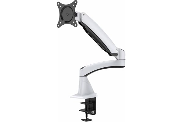 HFTEK® DS112F Support de Bureau pour écran support de Table pour Moniteur Desk Mount bracket 15-27 Pouces avec VESA 75/100 (Blanc)