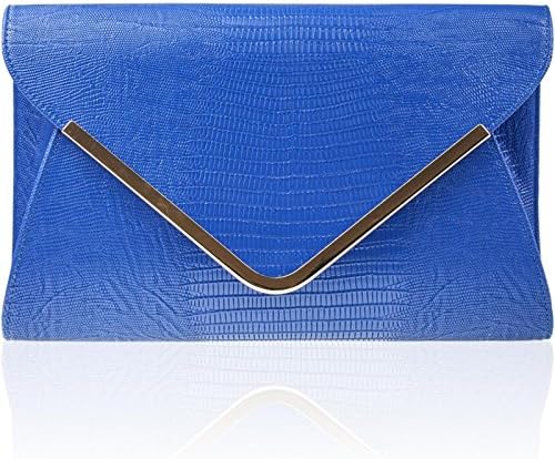 Zarla CROC Black Red Ivory Grey Green Pink Ladies Bridal Evening Party Clutch Bags Royal Blue