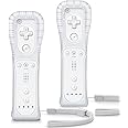 TERRIFI Wii Controller 2 Pack, Wii Remote Controller, with Silicone Case and Wrist Strap, Remote Controller for Wii/Wii U, White