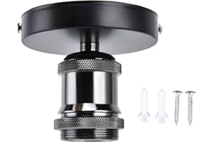 ‎SEAFRONT Oprawka do Lampy Vintage E26 E27, Oprawka Sufitowa Oprawka do Lampy Vintage E26 E27 Oprawka Sufitowa z Akcesoriami do Kuchni Sypialnia Salon 100‑240 V (Czarny)